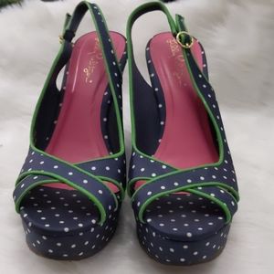 Lilly Pulitzer navy polka dot wedges - size 6.5